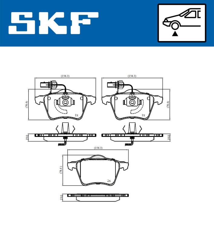 Jeu de 4 plaquettes de frein SKF ref. VKBP 81036 E